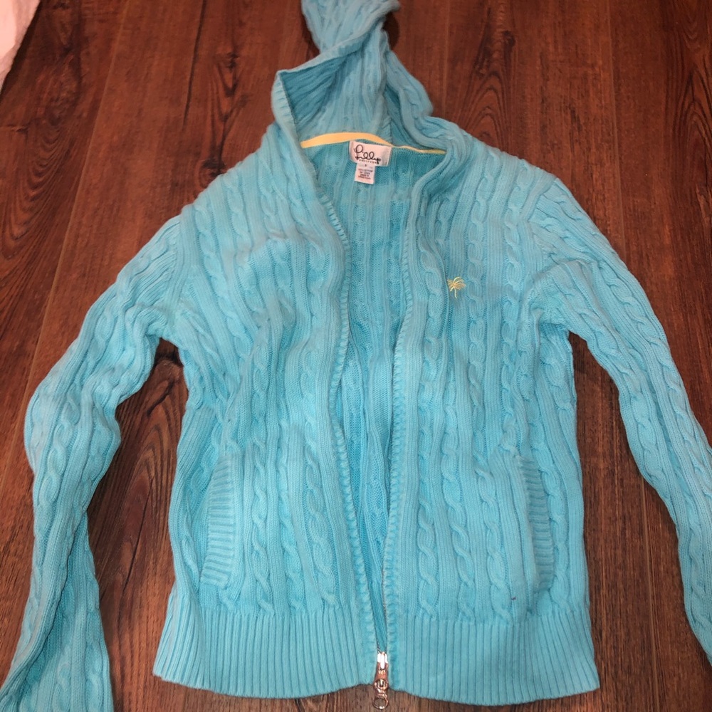 LILLY PULITZER ZIP UP SWEATER LIGHT BLUE